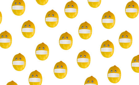 cartoon lemon wearing a protective mask