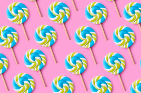 spiral candy on colored background, birthday, card