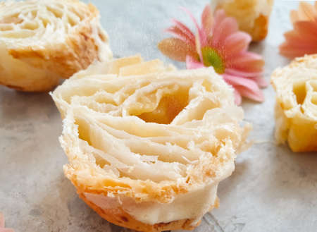 cake flower on concrete background celebration pastry
