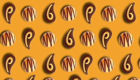 chocolate candy on a colored background delicious