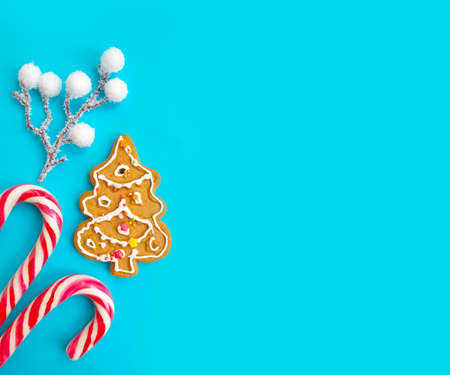 christmas gingerbread on colored background