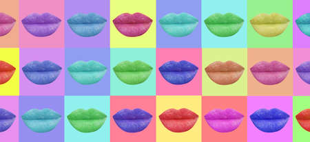 lips colored background collageの写真素材