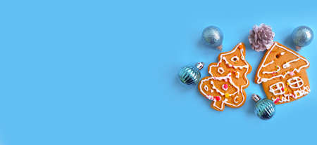christmas gingerbread, toy on a colored background
