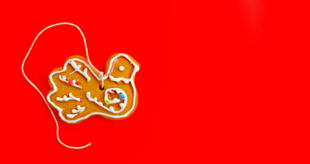 delicious gingerbread on colored background