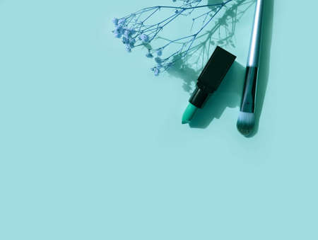 decorative cosmetics on a colored backgroundの写真素材