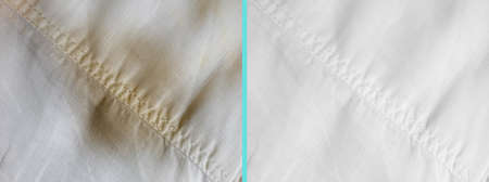 stain on the fabric before and after