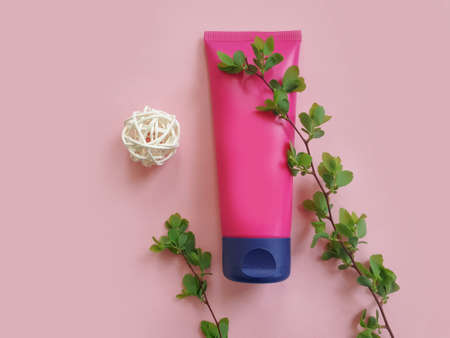 cream cosmetic   on a colored backgroundの写真素材