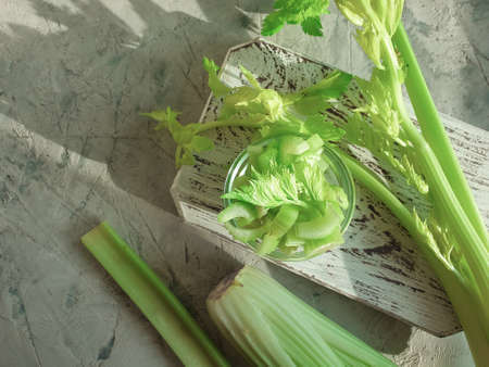 fresh celery on concrete backgroundの写真素材