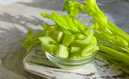 fresh celery on concrete backgroundの写真素材