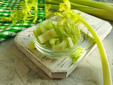 fresh celery on concrete backgroundの写真素材