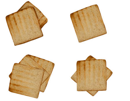 fried toast bread isolated on white backgroundの写真素材