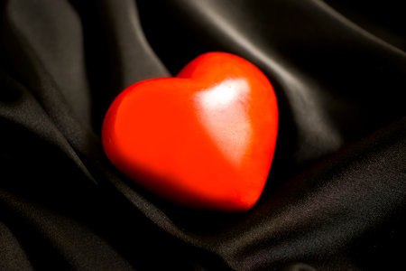 beautiful heart on silk backgroundの写真素材