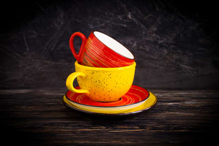 empty cup on wooden background