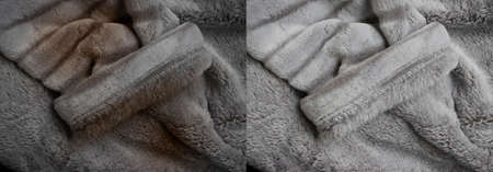 dirty stain on clothes before and after cleaning