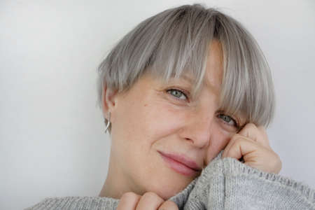 beautiful woman portrait close up backgroundの写真素材