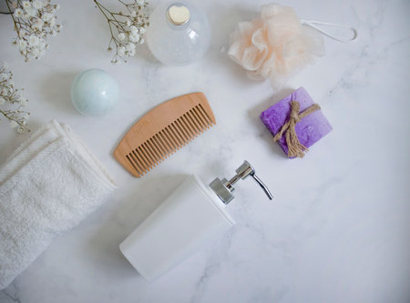 cosmetics on a marble background