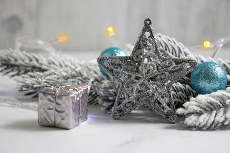 christmas tree branch festive backgroundの写真素材