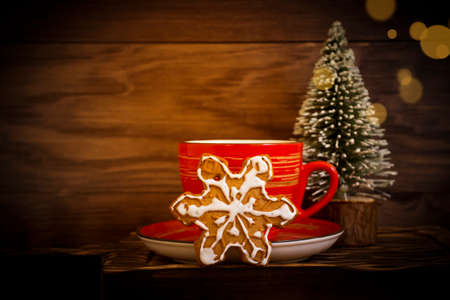 delicious christmas cookies coffee cup, branchの写真素材