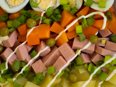 Olivier salad in a   backgroundの写真素材