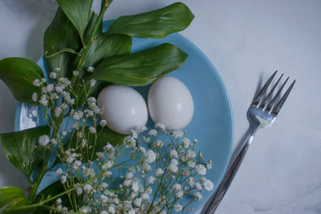 plate, white egg gypsophila flower season decoration
