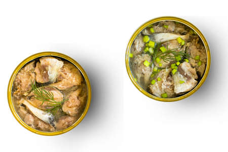 canned fish isolated on white background