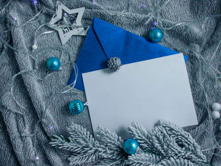 envelope, christmas tree branch, alarm clock christmas background