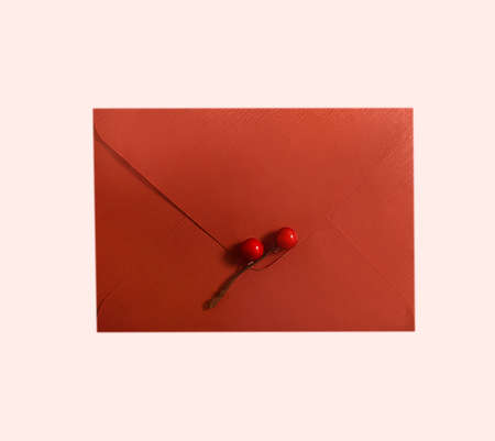 red envelope isolated on white backgroundの写真素材