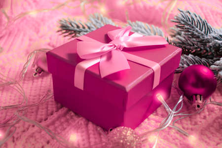 gift box christmas tree branch background