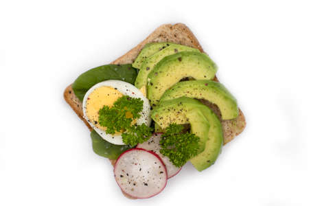 sandwich egg, avocado isolated on white background