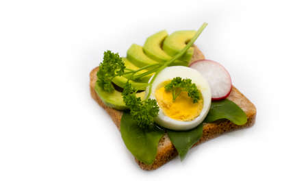sandwich egg, avocado isolated on white background