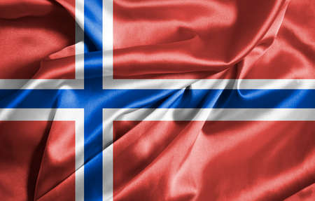 Flag of Norway silk fabric backgroundの写真素材