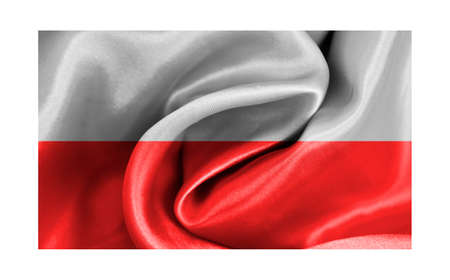 flag of Poland silk fabric backgroundの写真素材