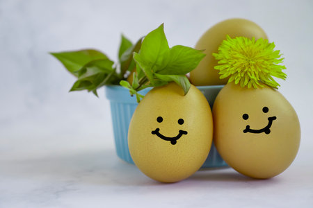 cartoon eggs easter, flower, backgroundの写真素材