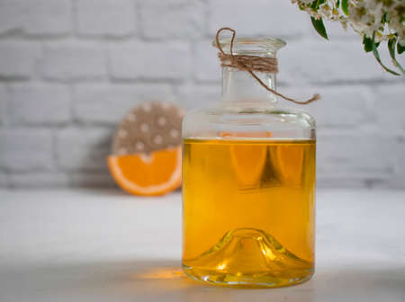 Massage brush, orange, oil, flower