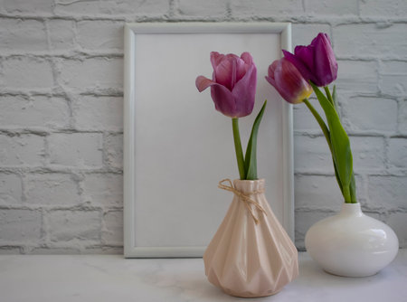 Tulip flower in a vase in the room