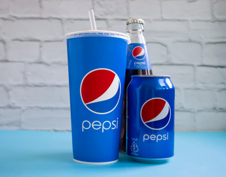 October 21, 2022 Ukraine city Kyiv drink Pepsi Cola on a colored background