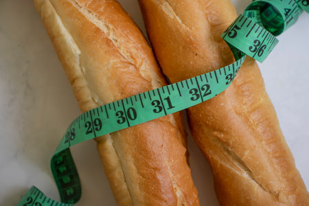Baguette measuring tape on a light background