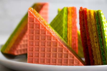 Wafer cake on a light backgroundの写真素材