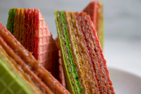 Wafer cake on a light backgroundの写真素材