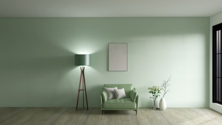 Modern room interior design, 3d illustration, 3d renderの写真素材