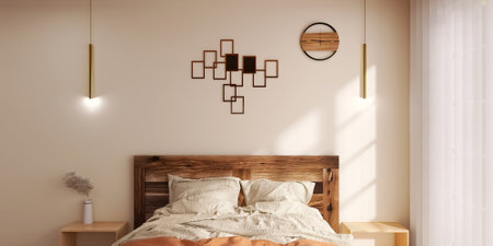 Bedroom interior design 3d render, 3d illustration
