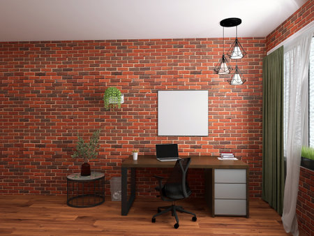 Living room design, 3d render, 3d illustrationの写真素材