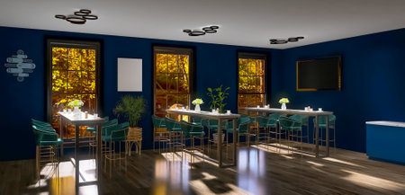 Cafe interior 3d render, 3d illustrationの写真素材