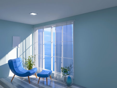 Beautiful room interior 3d render, 3d illustration decorationの写真素材