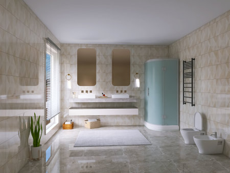 Bathroom design, 3d render, 3d illustrationの写真素材