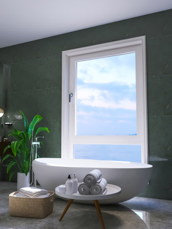 Bathroom design, 3d render, 3d illustrationの写真素材