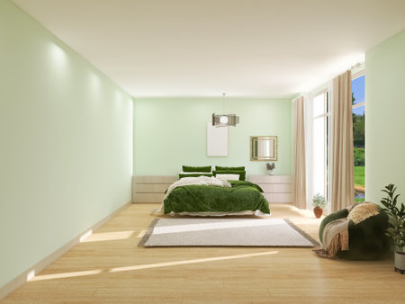 Bedroom interior, 3d render, 3d illustrationの写真素材