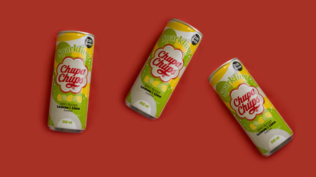 April 17, 2023 Ukraine city Kyiv lemonade Chupa Chups on a colored background