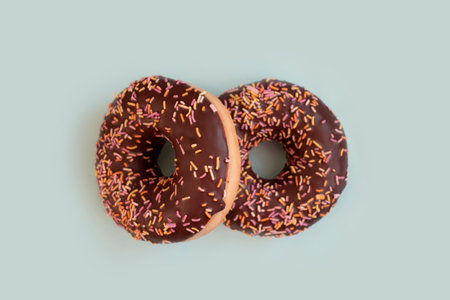 Donat cake on a colored background