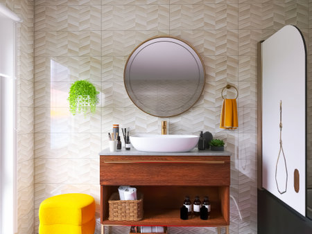Bathroom interior 3d render, 3d illustrationの写真素材